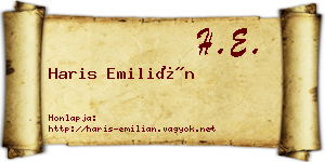 Haris Emilián névjegykártya